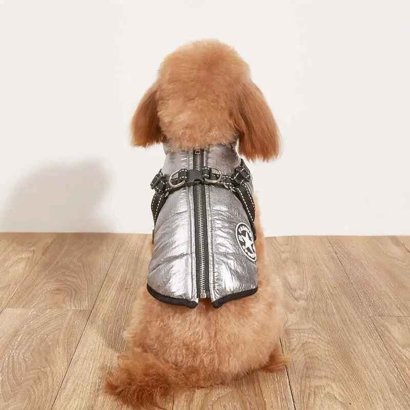 Giacca per cani invernale impermeabile con imbracatura incorporata