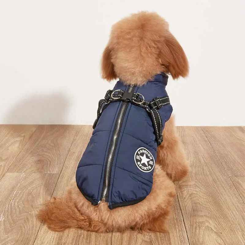 Giacca per cani invernale impermeabile con imbracatura incorporata