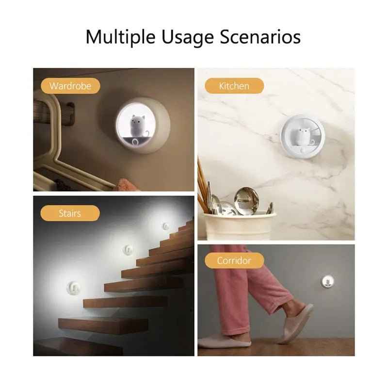 Creative Body Induction Cat Night Light Pet Bedroom Atmosphere Lamp Cabinet Light Wall Lamp Human Body Motion Sensor Bedroom Lamps