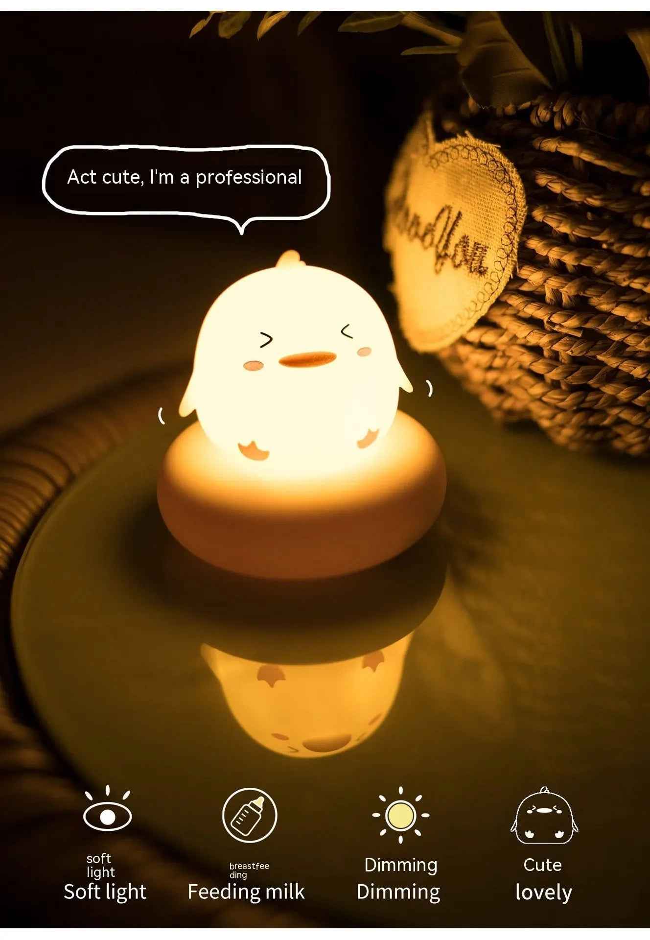 Cute Pet Sleeping Small Night Lamp USB Charging Desktop Pat Touch Induction Lamp