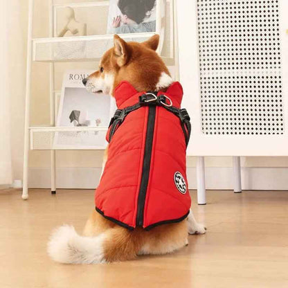Giacca per cani invernale impermeabile con imbracatura incorporata