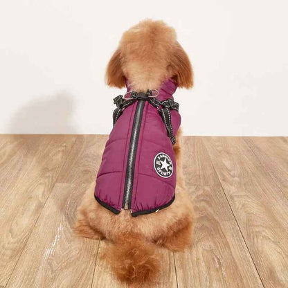 Giacca per cani invernale impermeabile con imbracatura incorporata