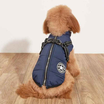 Giacca per cani invernale impermeabile con imbracatura incorporata